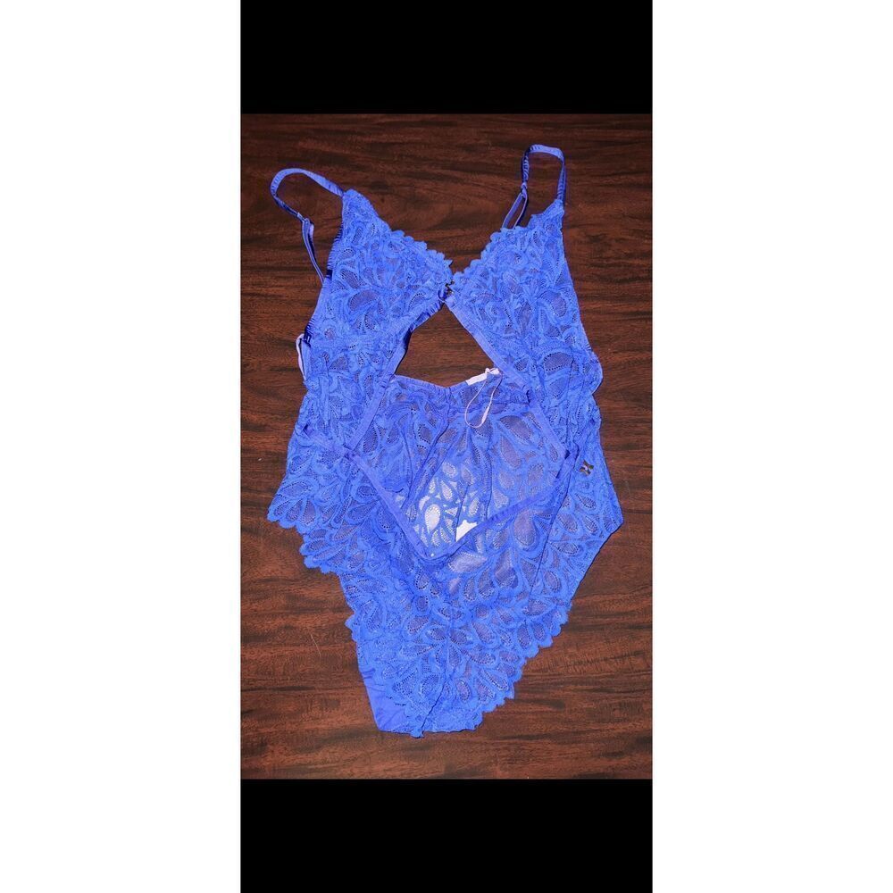 NWOT Savage X Fenty Savage Not Sorry Lace Bodysuit in Blue Cyber Cafe